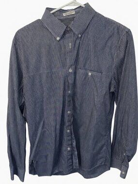 Calvin Klein Blue Gingham Chec Long Sleeve Button Up Shirt Men's Medium Slim Fit